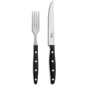 Robert Herder Windmühle Steakvork en Steakmes – RVS – F, Ophalen of Verzenden, Nieuw, Rvs of Chroom, Bestekset