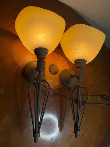 Van de Heg - Wandlamp - Smeedijzer - Twee wandlampen