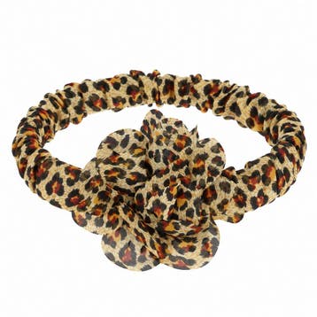 Haarband met Bloem - Panterprint – Zwart Bruin, Nieuw