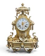 Franse pendule met leeuwen - Marquis Paris - Antiek Brons -