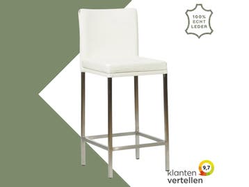 Leren barkruk Break laag - Toledo Purewhite (wit) - Poten, Huis en Inrichting, Barkrukken, Nieuw, Leer, Ophalen of Verzenden, 90 cm of meer