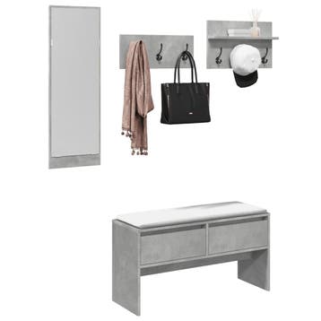 vidaXL 4-delige Garderobe set bewerkt hout betongrijs, Verzenden, Nieuw