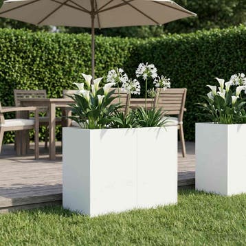 vidaXL Plantenbak Wit 80 x 40 x 60 cm Koudgewalst staal, Tuin en Terras, Verzenden, Minder dan 60 cm, Nieuw, Metaal