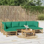 vidaXL 7-delige Loungeset met kussens bamboe groen, Verzenden, Nieuw, Hout, Loungeset