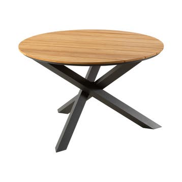 Callisto Salerno eettafel Ø120cm teak blad aluminium, Tuin en Terras, Nieuw