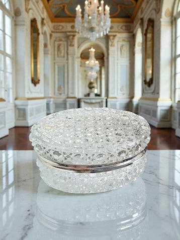 Sieradendoos - 1950s - Baccarat-stijl geslepen kristal -