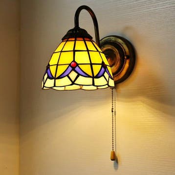 Wandlamp - IJzer, Glas - Retro wandlamp met gebogen arm