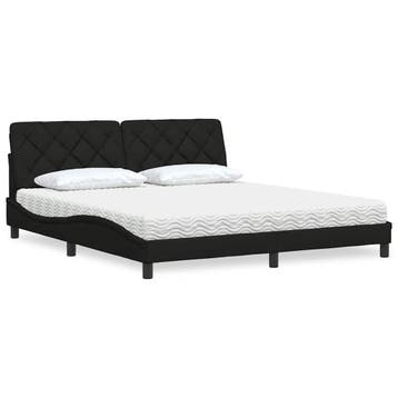 vidaXL Bed met matras stof zwart 180x200 cm, Eenpersoons, Verzenden, Zwart, Nieuw