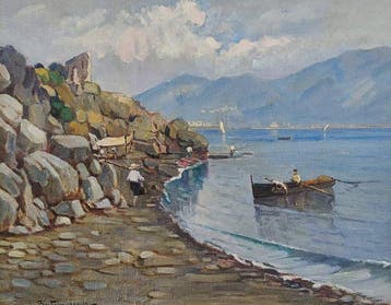 Luigi Bertolingrande (1912-1965) - Pescatori nel golfo di, Antiek en Kunst, Kunst | Schilderijen | Klassiek