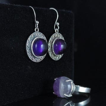 Amethist - Zilver - 2-delige sieradenset - amethist
