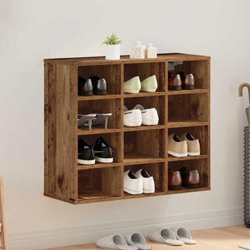 vidaXL Schoenenkast 77,5 x 30 x 67 cm Bewerkt hout Oud hout, Verzenden, Nieuw