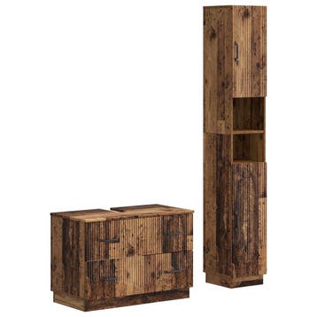 vidaXL 2-delige Badkamerkast Set HOORN Oud hout Bewerkt hout, Verzenden, Nieuw