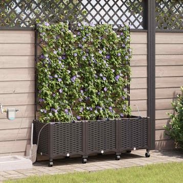 vidaXL Tuin Pot met Irrigatie en Wielen 3 st Bruin 120 x 40, Verzenden, Nieuw, Minder dan 60 cm, 60 cm of meer