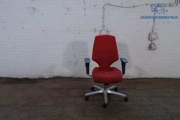 Gebruikte Giroflex 64 Bureaustoel Rood Suède 4D Armleggers, Verzenden, Gebruikt, Bureaustoel