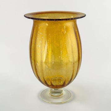 Vaas - Mondgeblazen okergeel tot amberkleurig - Vintage - 33