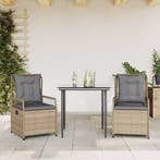 vidaXL 3-delige Tuinset met kussens poly rattan beige, 2 zitplaatsen, Nieuw, Tuinset, Verzenden