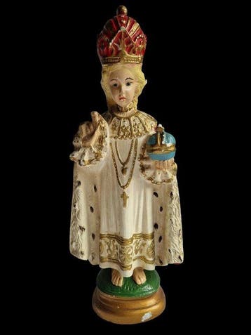 Beeld, Groot beeld van kindje jezus van Praag - 38 cm - Gips