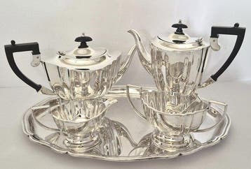 EPNS - Tafelservies (6) - 5delig koffie/ theeservies - model, Antiek en Kunst