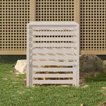 vidaXL Compostbak 82,5x82,5x99,5 cm massief grenenhout wit, Tuin en Terras, Verzenden, Nieuw
