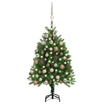 vidaXL Kunstkerstboom met verlichting en kerstballen 120 cm, Diversen, Kerst, Verzenden, Nieuw