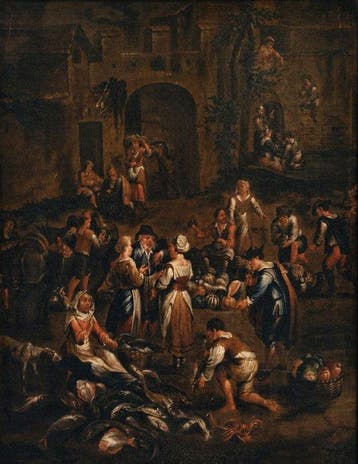 Dirck de Vries (act. 1590-1612), Navolger van - Mercato del, Antiek en Kunst