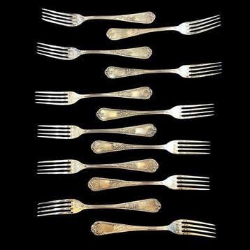 Vork (12) - Set van 12 antieke Franse Rococo-/Art