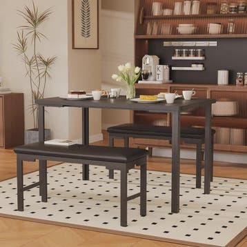 Compacte Eetkamer Set: Tafel met 2 Gestoffeerde Bankjes voor, Verzenden, Nieuw