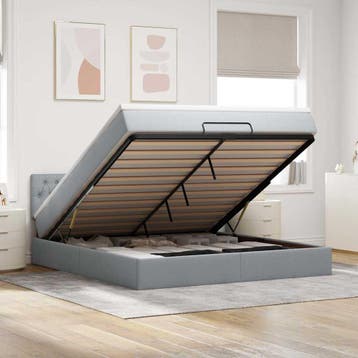vidaXL Bed poef met matras en LEDs 180x200 cm stof, Eenpersoons, Verzenden, Nieuw, 80 cm