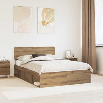 vidaXL Bedframe Artisanaal eiken 150 x 200 cm Massief, Bruin, Verzenden, Hout, Nieuw