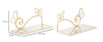 BEDKAST ZIJKANT VLINDER SET 2 STUKS CM 41,5X18X21, Huis en Inrichting, Woonaccessoires | Wandplanken en Boekenplanken, Ophalen of Verzenden