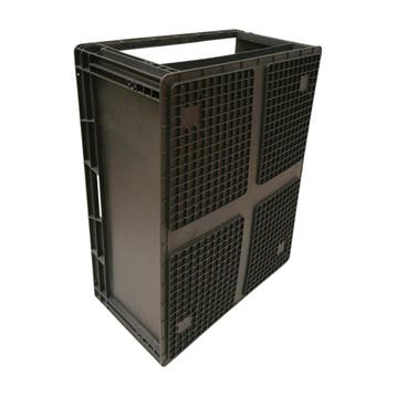 Magazijnbak, 800x600x340 mm, euronorm, zwart kunststof,, Ophalen of Verzenden