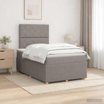 vidaXL Boxspringbed met matras met hoofdeinde Taupe 120 x, Verzenden, Nieuw, Twijfelaar