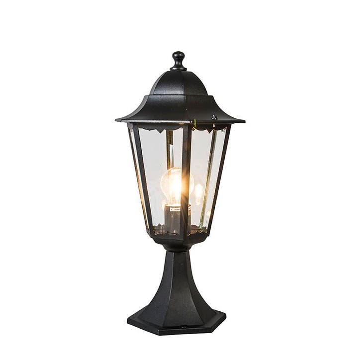 Klassieke buitenlantaarn sokkel zwart 48 cm IP44 - New, Tuin en Terras, Buitenverlichting, Nieuw, Aluminium, Verzenden