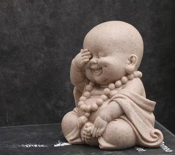 Cute Zen-Inspired Resin Monk Figurine - See No Evil, Hear