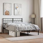 vidaXL Bedframe met hoofdbord metaal zwart 120x200 cm, Huis en Inrichting, Slaapkamer | Bedden, Verzenden, Zwart, Nieuw, Twijfelaar