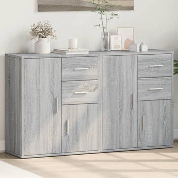 vidaXL Dressoirs 2 st 60x31x70 cm bewerkt hout grijs sonoma, Minder dan 50 cm, Verzenden, Nieuw, Overige houtsoorten