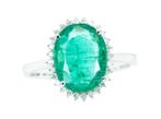 Ring - 14 karaat Witgoud, Intens/Levendig Groen (Zambia) -, Nieuw