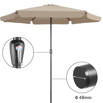 Parasol Maui Taupe Ø330cm UV-bescherming 80+, Verzenden, Nieuw