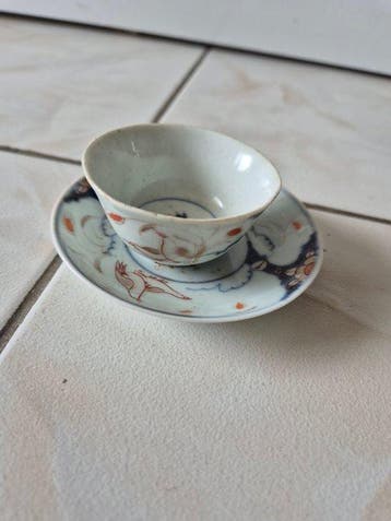 Kopje en schotel, Chinees, begin 19e eeuw, porselein, oud,
