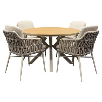 Quincy Luxor dining tuinset 120xH75 cm 5 delig latte, Ophalen of Verzenden, Nieuw