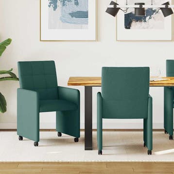 vidaXL Eetkamerstoelen met Wieltjes 2 st Stof Donkergroen, Huis en Inrichting, Verzenden, Nieuw