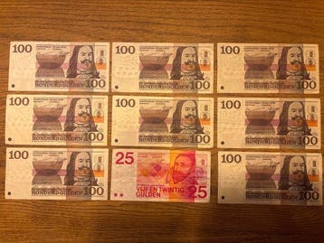Nederland. - 8 x 100 and 1 x 25 Gulden 1970/1971 (Zonder