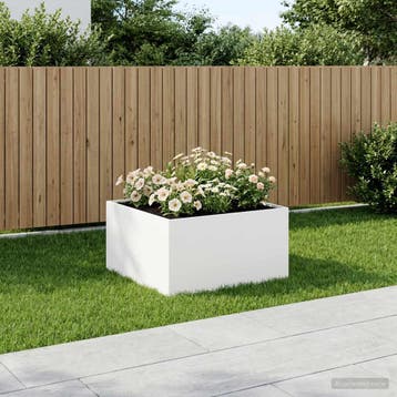 vidaXL Plantenbak Wit 100 x 100 x 40 cm Koudgewalst staal, 100 cm of meer, Verzenden, Nieuw, Metaal