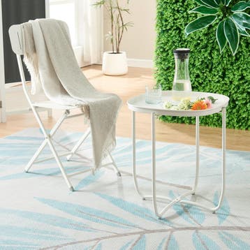Tuintafel Sandefjord bijzettafel metaal 53x46x46cm wit [en.c, Verzenden, Nieuw