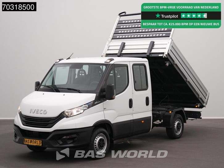 Iveco Daily 35S16 Automaat Driezijdige Kipper Dubbel Cabine, Auto's, Bestelauto's, Lease, Automaat, Financial lease, Diesel, Wit
