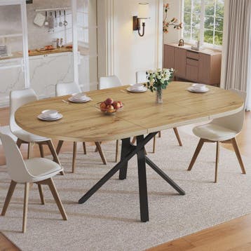 Uitschuifbare Ronde Eettafel met Marmerlook - 100-140cm - X-, Verzenden, Nieuw