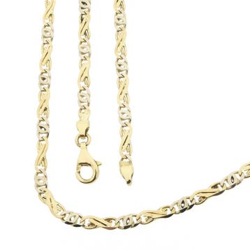Bicolor gouden infinity schakelketting, Ophalen of Verzenden, Gebruikt, Overige kleuren, Goud