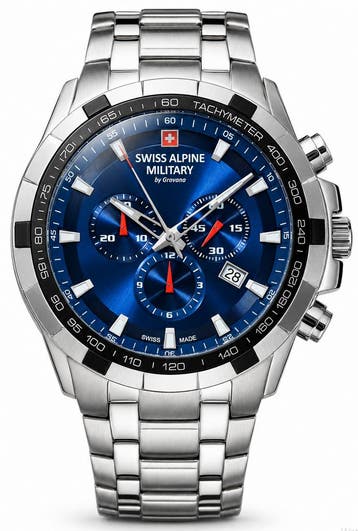 Swiss Alpine Military 7043.9135 chronograaf horloge, Overige merken, Staal, Verzenden, Polshorloge