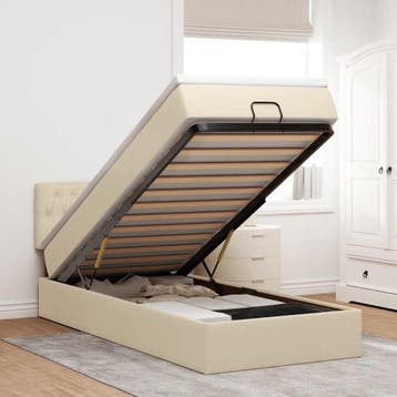 vidaXL Bed poef met matras en LEDs 90x200 cm stof, 90 cm, Eenpersoons, Verzenden, Nieuw