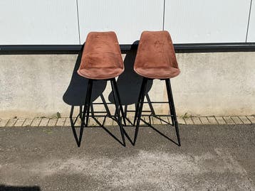 Gestoffeerde barkruk met rugleuning, Verzenden, Gebruikt, Meubilair